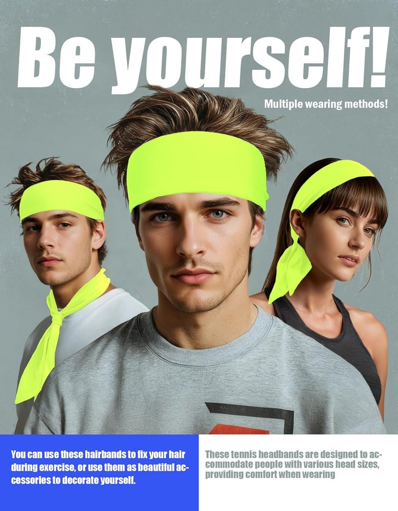 Supeniu Tie Sweatband Headband, Sports Head Ties for Men, Women, Kids, Ninja, Karate, Tennis, Pirate Band Bandana, Athletic Hairband for Basketball, Softball, Running, Workout, Yoga, Volleyball - Image 3